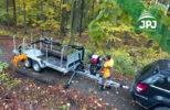 Cestné špeciál - príves Vezeko, hydraulická ruka Vahva Jussi a drapák na guľatinu JPJ Forest